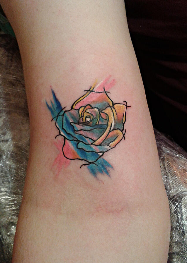 watercolor rose tattoo Dublin