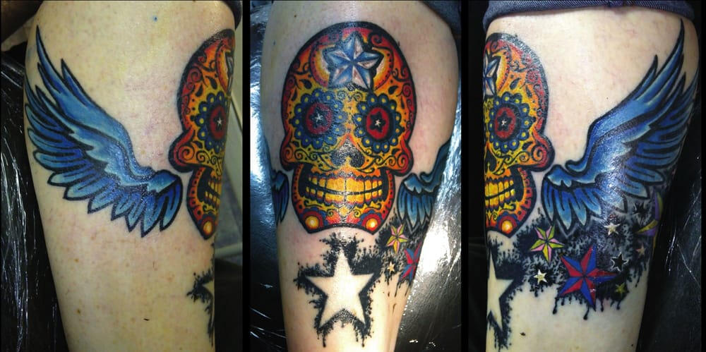 skull wings tattoo Dublin