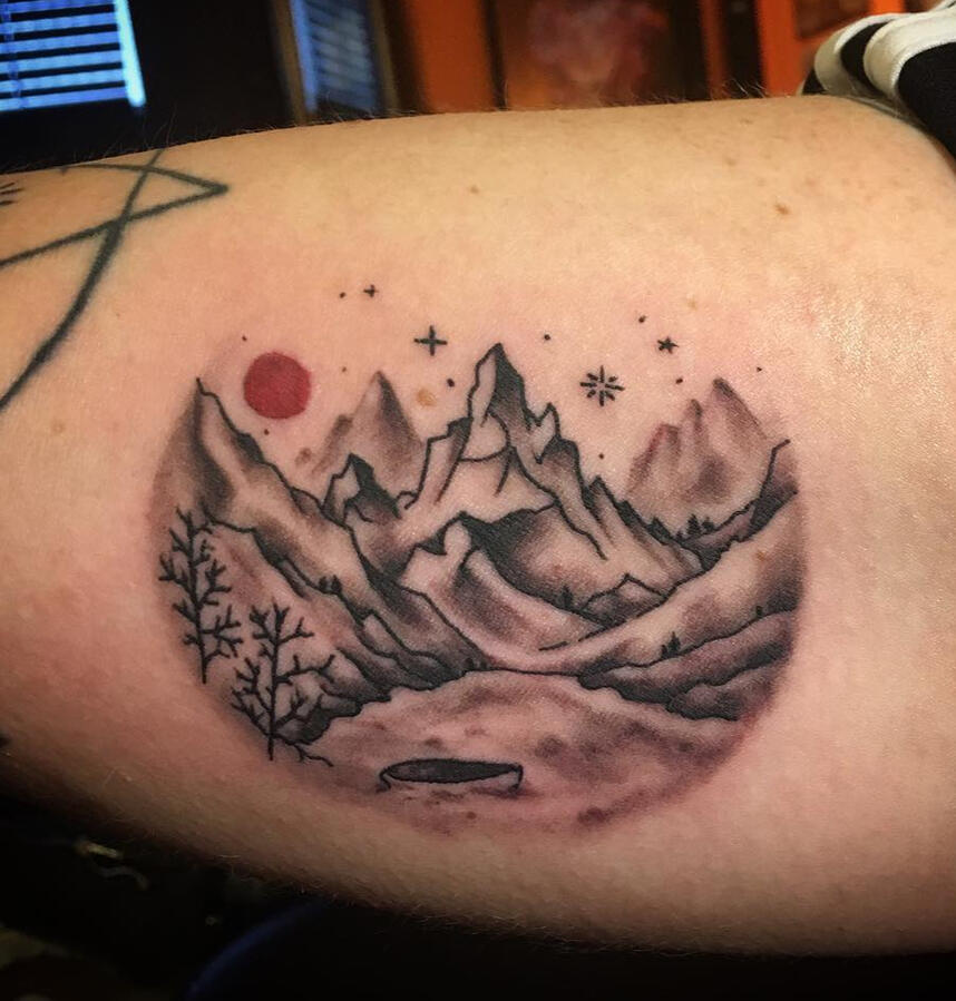 minimal mountains tattoo Dublin