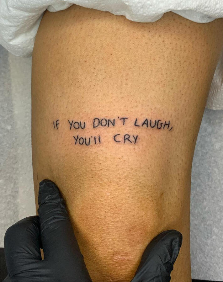 writing stick and poke tattoo Dublin